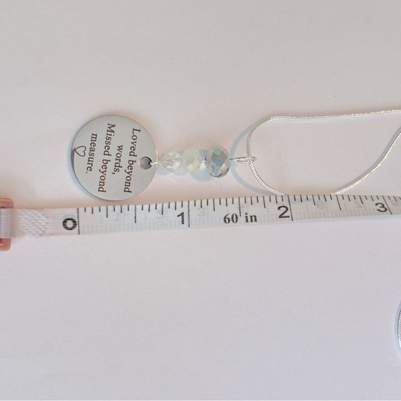 Memorial 925 sterling silver chain charm necklace Loved beyond words - Picture 4 of 5